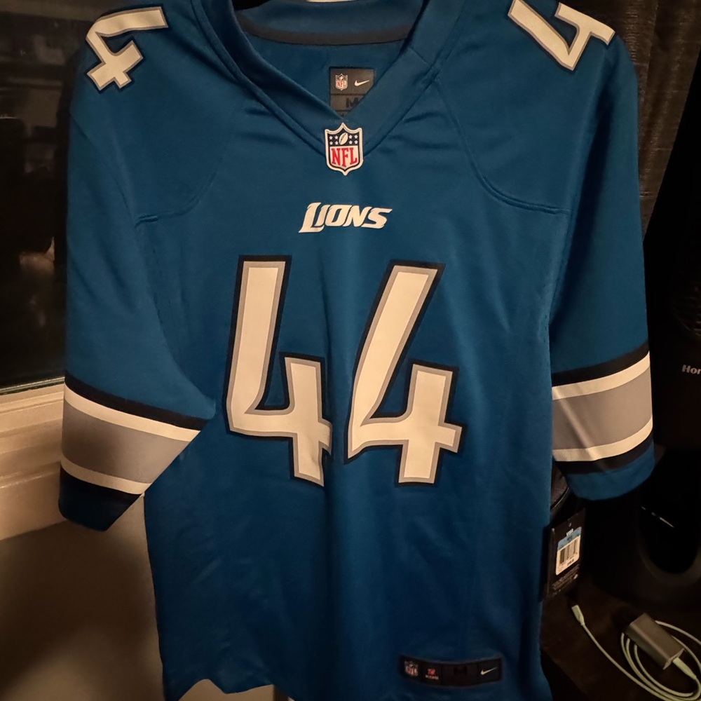 NFL Lions Blue Jersey with Silver Accents